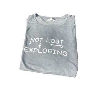 Womens plus 2X Not Lost Exploring Graphic T-Shirt Short Sleeve Crew Neck Top